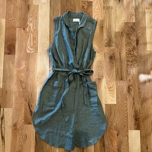 NWT green sleeveless faux wrap shirt dress size medium
